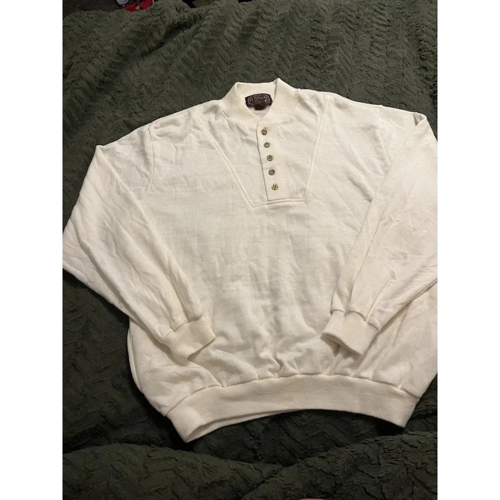 Country Touch Men's  Sweater with Buttoned Collar W/ Pockets Size Xl